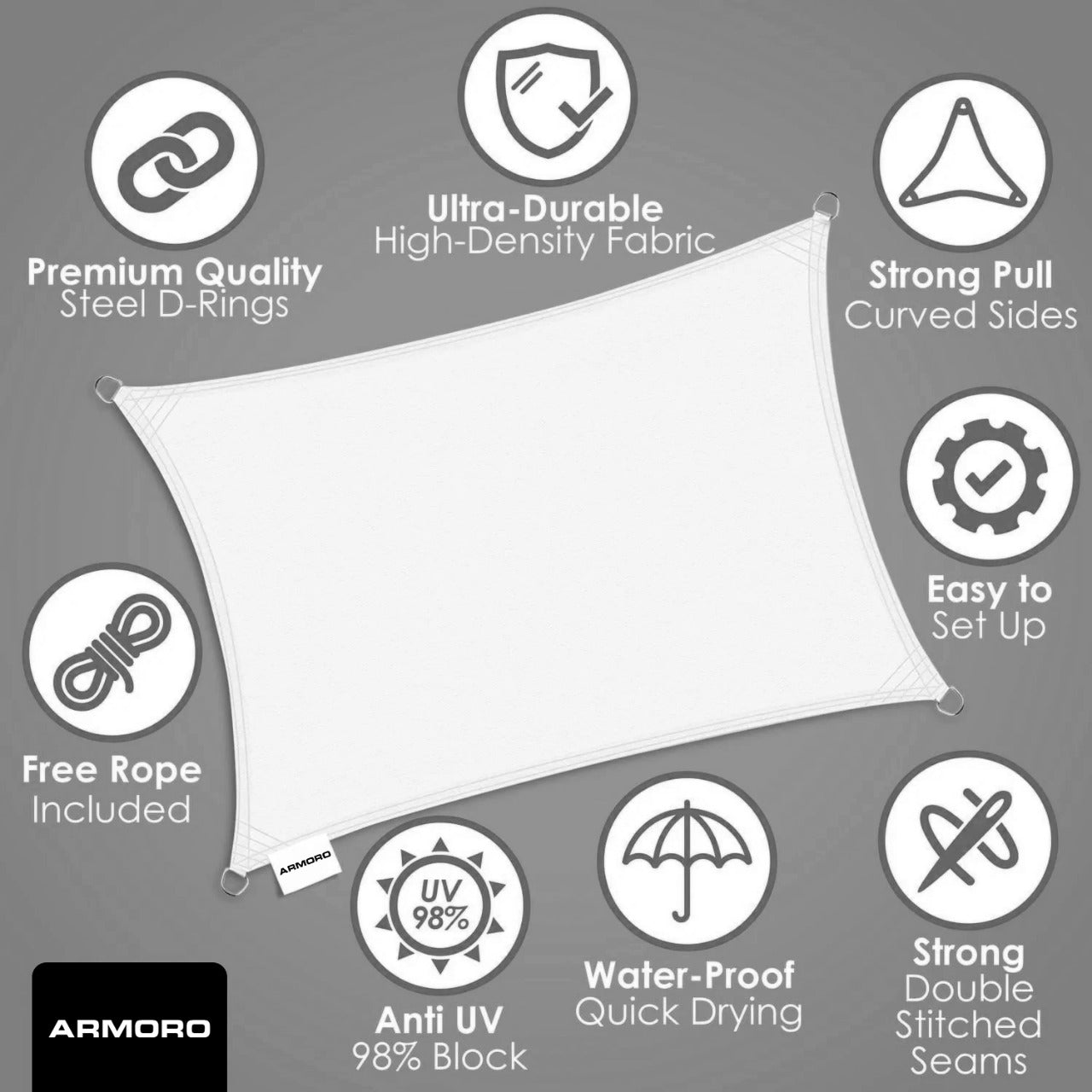 rectangular waterproof sun shade sail